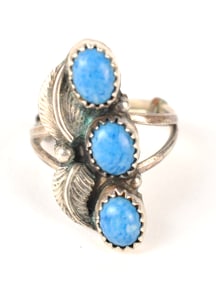 Southwest Style Sterling Ring with Three Blue Stones