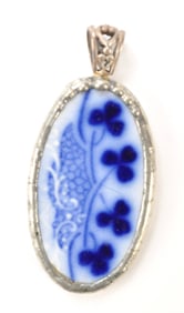 Flow Blue and Sterling Pendant