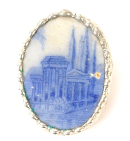 Flow Blue and Sterling Pin/Pendant