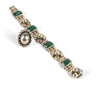 Vintage Sterling Beaded Bracelet and Ring