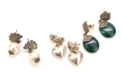 Three Sterling Dangle Earrings