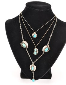 Three Southwest Style Sterling and Turquoise Necklaces