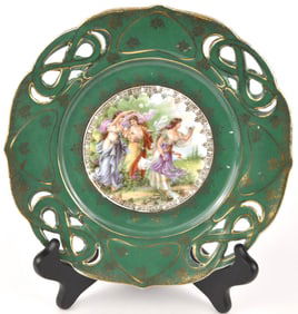 Decorative Green Reticulated Porcelain Plate