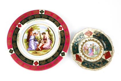 Two Colorful Decorative Porcelain Plates