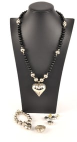 Silver Tone Puffy Heart Jewelry