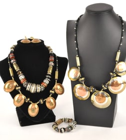 Three Metal and Beaded Statement Necklaces