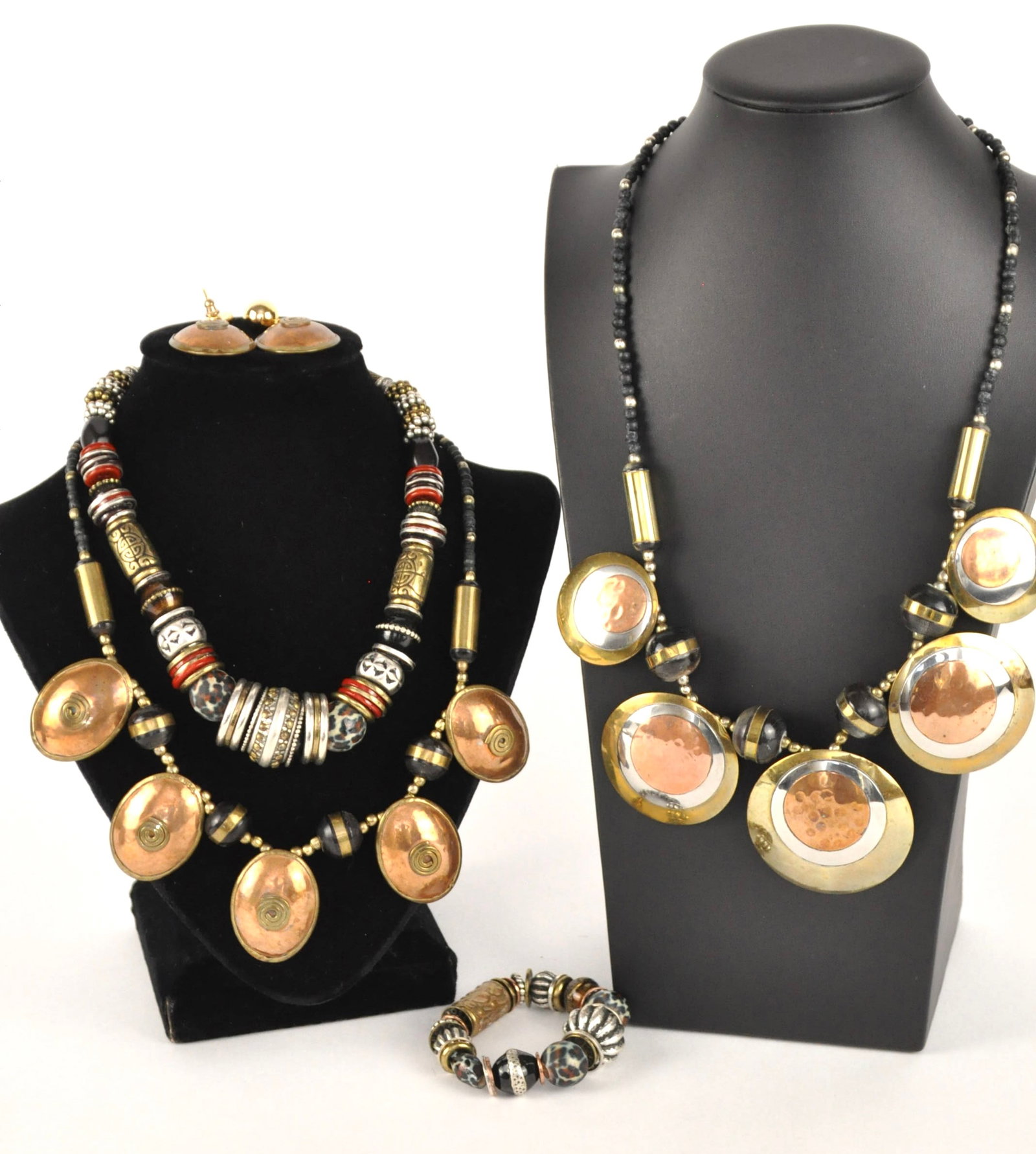 Three Metal and Beaded Statement Necklaces (1 of 11)