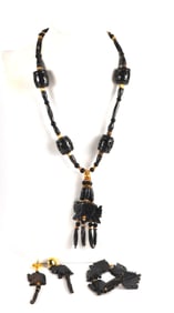 Carved Wooden Elephant Jewelry Set