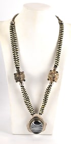 Black, White, and Silver Statement Necklace