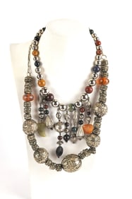 Two Metal and Bead Statement Necklaces