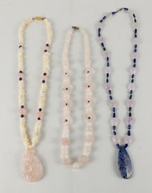 Necklaces with Pink and Blue Stones