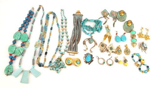 Beautiful Collection of Turquoise, Blue, and Green Jewelry