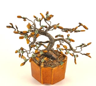 Tiger Eye and Jade Bonsai Tree