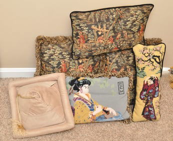 Six Asian Inspired Decorative Pillows