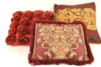 Three Red Accent Pillows