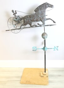Copper Mounted Horse and Cart Weathervane