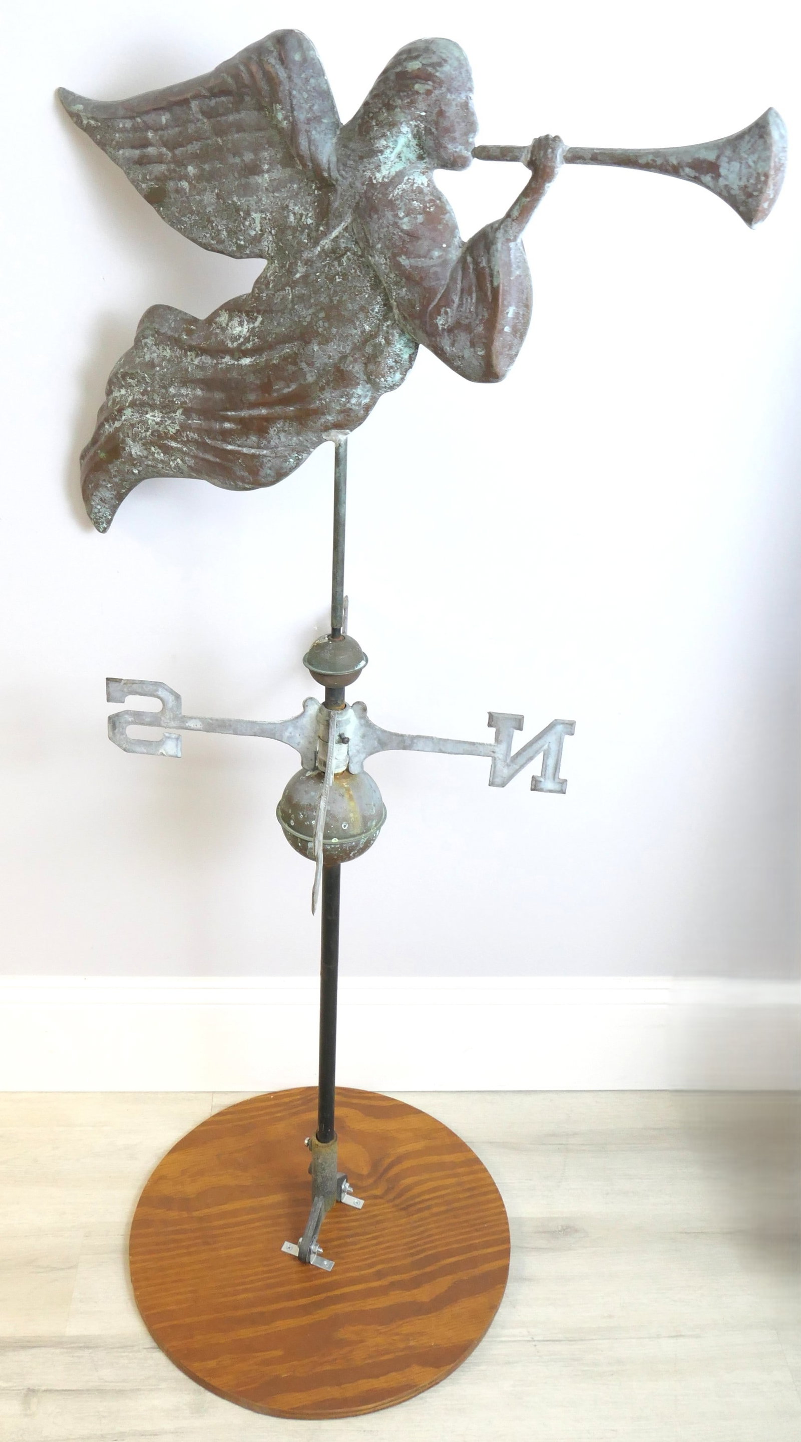 Copper Mounted Trumpeting Angel Weathervane (1 of 3)