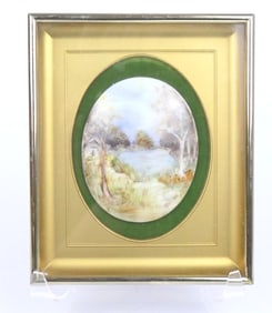 Antique Hand Painted Concave Landscape