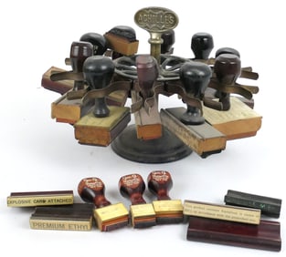Achilles Desk Stamp Holder and Stamps