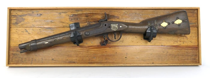 Antique Flintlock Rifle with Wall Mount
