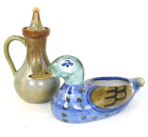 Hadley Duck Planter and Pigeon Forge Oil Lamp