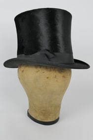 Antique Beaver Top Hat and Stand