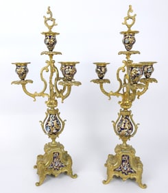 Pair of Ornate French Gilt Candelabras