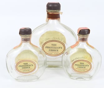 Three 1960's President's Choice Bourbon Bottles