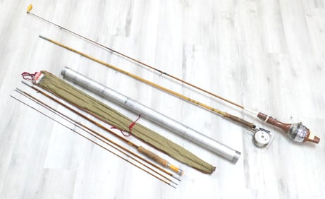 Three Vintage Fishing Poles