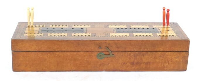 Antique Inlay Cribbage Box