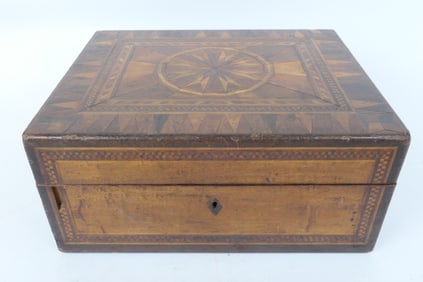 Antique Inlaid Wood Sewing Box