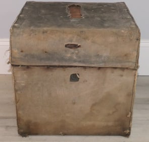 Antique Canvas Slip Covered Small Trunk