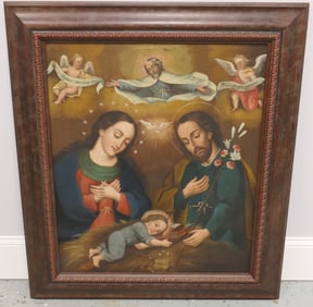 Original Canvas on Board Holy Family