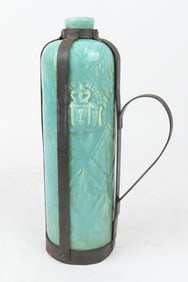 Seafoam Green Ceramic Vessel with Metal Handle