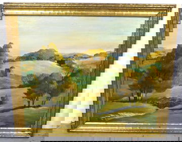 Antique Original Oil on Board Landscape
