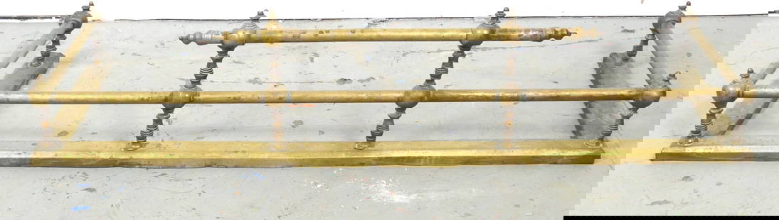 Brass Fireplace Surround: Brass fireplace surround. Patina. Small dents. Size: 35.5"w x 12"d x 7"h