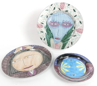 Three Hand Painted Plates