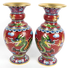 Pair of Chinese Dragon Vases