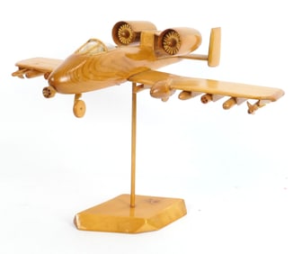 Hand Crafted Wood Bomber Plane