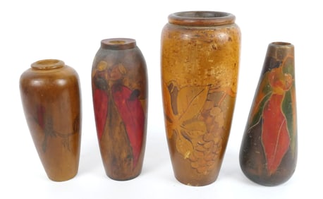 Four Australian Pokerware Vases
