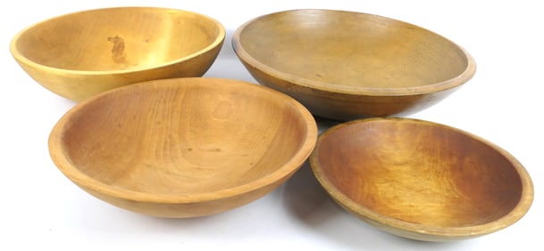 Four Turned Wood Bowls
