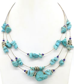 Wire Necklace with Chunky Turquoise