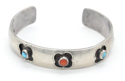 Vintage Sterling Navajo Shadowbox Cuff