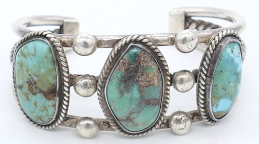 Sterling Cuff with Turquoise Stones