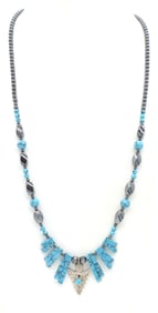 Beaded Fringe Turquoise Necklace