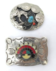 Two Nickel Silver Belt Buckles