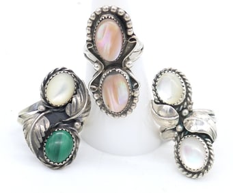 Three Double Stone Sterling Rings
