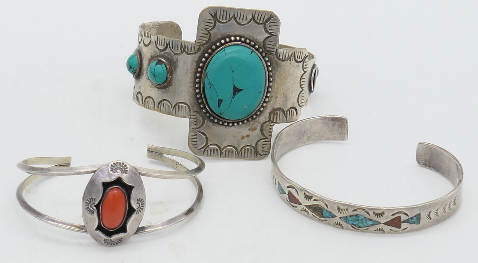 Three Navajo Sterling Cuff Bracelets (1 of 12)