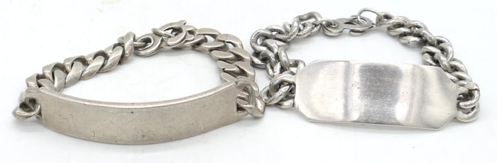 Two Mexican Sterling ID Bracelets