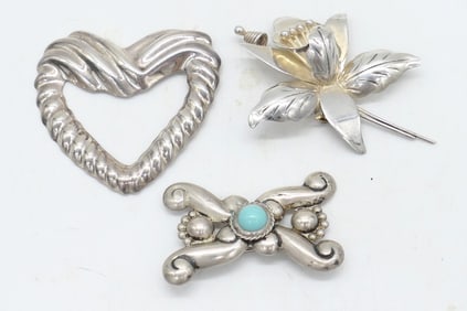 Three Mexican Sterling Pins